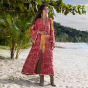 Sakura Reversible Quilted Kimono Duster: Vintage Boho Cotton Coat - Sakura