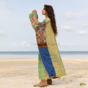 Reversible Vintage Quilted Kimono Duster: Handmade Boho Cotton Coat - Sakura - Image 2