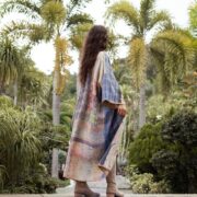 Reversible Quilted Kimono Duster: Vintage Boho Cotton Coat - Sakura - Image 2
