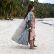 Reversible Quilted Kimono Duster Coat: Handmade Boho Cotton Maxi - Sakura - Image 2