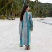 Reversible Quilted Kimono Duster: Vintage Boho Cotton Coat - Sakura - Image 3