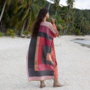 Reversible Quilted Kimono Duster Coat: Vintage Boho Cotton Maxi - Sakura - Image 3