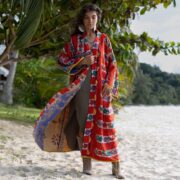 Reversible Quilted Kimono Duster: Vintage Sakura Print, Handmade Boho Coat