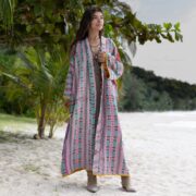 Reversible Quilted Kimono Duster: Vintage Boho Cotton Coat - Sakura
