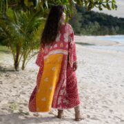 Sakura Reversible Quilted Kimono Duster: Vintage Boho Cotton Coat - Sakura - Image 3