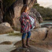 Floral Cotton Velvet Kimono: Handmade Boho Short Robe - Mei - Image 2