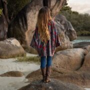 Floral Cotton Velvet Kimono: Handmade Boho Short Robe - Mei - Image 3