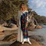 Hand-Dyed Cotton Jersey Hoodie Dress: Boho Festival Duster Cardigan - Dream