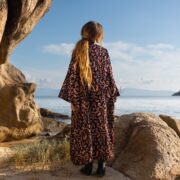 Plus Size Velvet Kimono Robe: Handmade Beaded Embroidered Coat - Mai - Image 3