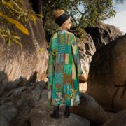 Sage Silk Patchwork Kimono: Boho Quilted Duster Jacket - Plus Size - Nina - Image 3