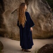 Velvet Kimono Jacket: Royal Blue Boho Duster Coat, Evening Wrap - Mai - Image 3