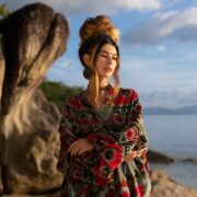 Handmade Velvet Cotton Kimono: Boho Chic Jacket, Plus Size - Mei - Image 4