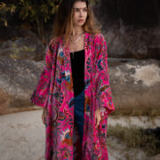 Mai Velvet Kimono: Printed Cotton Lined Maxi Duster - Image 4