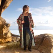 Plus Size Velvet Kimono Duster: Sage Ember Mandala Boho Robe - Mai - Image 7