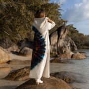 Hand-Dyed Cotton Jersey Hoodie Dress: Boho Festival Duster Cardigan - Dream - Image 3