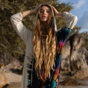 Hand-Dyed Cotton Jersey Hoodie Dress: Boho Festival Duster Cardigan - Dream - Image 4
