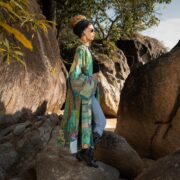 Sage Silk Patchwork Kimono: Boho Quilted Duster Jacket - Plus Size - Nina - Image 2