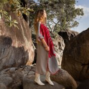 Handmade Embroidered Cotton Kaftan Dress: Beach Coverup Tunic - Oceano - Image 3