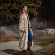 Floral Velvet Kimono Coat: Maxi Cotton Lined Duster - Mai - Image 2
