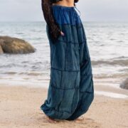 Wide-Leg Patchwork Cotton Pants: Boho Plus Size Festival Trousers - Cheasa - Image 4