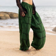 Boho Patchwork Wide Leg Pants: Plus Size Cotton Festival Trousers - Image 4