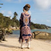 Handmade Tiedye Cotton Poncho: Boho Fringe Cover-Up Arlo - Image 3