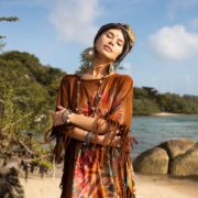 Handmade Tiedye Fringe Kaftan: Boho Festival Cotton Poncho - Arlo - Image 4