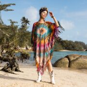 Handmade Tiedye Cotton Poncho: Boho Festival Cover-Up - Arlo