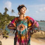 Handmade Tiedye Cotton Poncho: Boho Festival Cover-Up - Arlo - Image 4