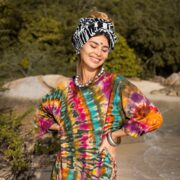 Handmade Tie Dye Cotton Tunic Dress: Oversized Boho Mini - Galaxy - Image 4