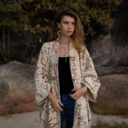 Floral Velvet Kimono Coat: Maxi Cotton Lined Duster - Mai - Image 4