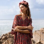 Silky Blend Kaftan: Boho Maxi Dress, Resort Beach Cover-Up - Ivie - Image 5
