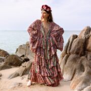 Bali Kimono: Silky Boho Ruffle Duster - Inclusive Sizing