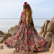 Silky Boho Kimono Duster: Ruffled Maxi Robe, Beach Cover-Up - Cara - Image 3