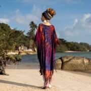 Handmade Tie Dye Poncho: Cotton Fringe Cover-Up, Inclusive Sizing - Arlo - Image 3