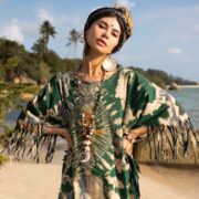 Handmade Tiedye Fringe Kaftan: Boho Festival Cotton Poncho - Arlo - Image 10