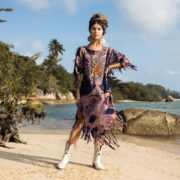 Handmade Tiedye Cotton Poncho: Boho Fringe Cover-Up Arlo