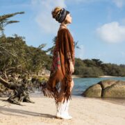 Handmade Tiedye Fringe Kaftan: Boho Festival Cotton Poncho - Arlo - Image 2