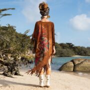 Handmade Tiedye Fringe Kaftan: Boho Festival Cotton Poncho - Arlo - Image 3