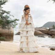 Bali Kimono Duster: Raw Cotton Boho Ruffle Festival Cover-Up