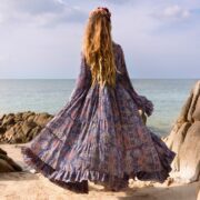 Silky Boho Kimono Duster: Ruffled Maxi Dress, Beach Cover-Up - Kara - Image 4