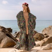 Bali Kimono: Silky Boho Ruffle Duster - Inclusive Sizing - Image 2