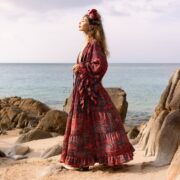 Silky Boho Kimono Duster: Ruffled Maxi Robe, Beach Cover-Up - Cara - Image 3