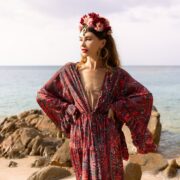 Silky Boho Kimono Duster: Ruffled Maxi Robe, Beach Cover-Up - Cara - Image 5