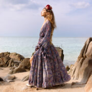 Silky Boho Kimono Duster: Ruffled Maxi Dress, Beach Cover-Up - Kara - Image 3