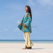 Cotton Velvet Kimono: Handcrafted Boho Chic Jacket, Plus Size - Mei - Image 2