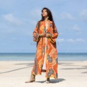 Reversible Vintage Quilted Kimono Duster Coat: Handmade Boho Cotton - Sakura