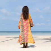 Reversible Vintage Quilted Kimono Duster Coat: Handmade Boho Cotton - Sakura - Image 3