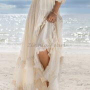 Boho Wedding Dress: Raw Cotton Maxi Dress with Flutter Sleeves - Beata - Image 6