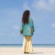 Cotton Velvet Kimono: Handcrafted Boho Chic Jacket, Plus Size - Mei - Image 4